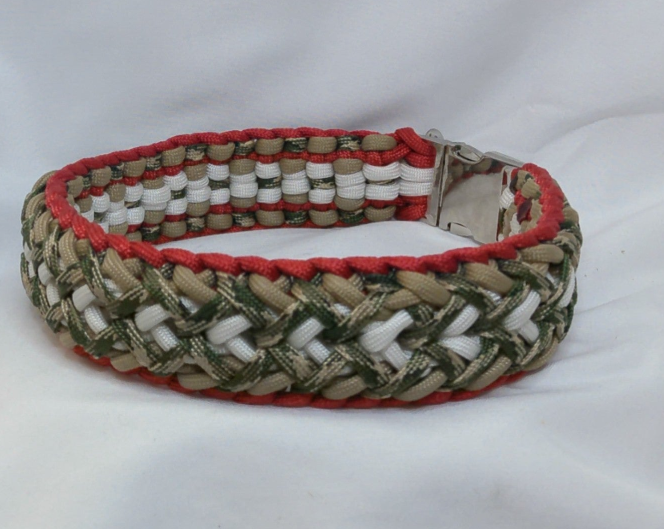 16 1/2" Red Tan White and Camo Dog Collar