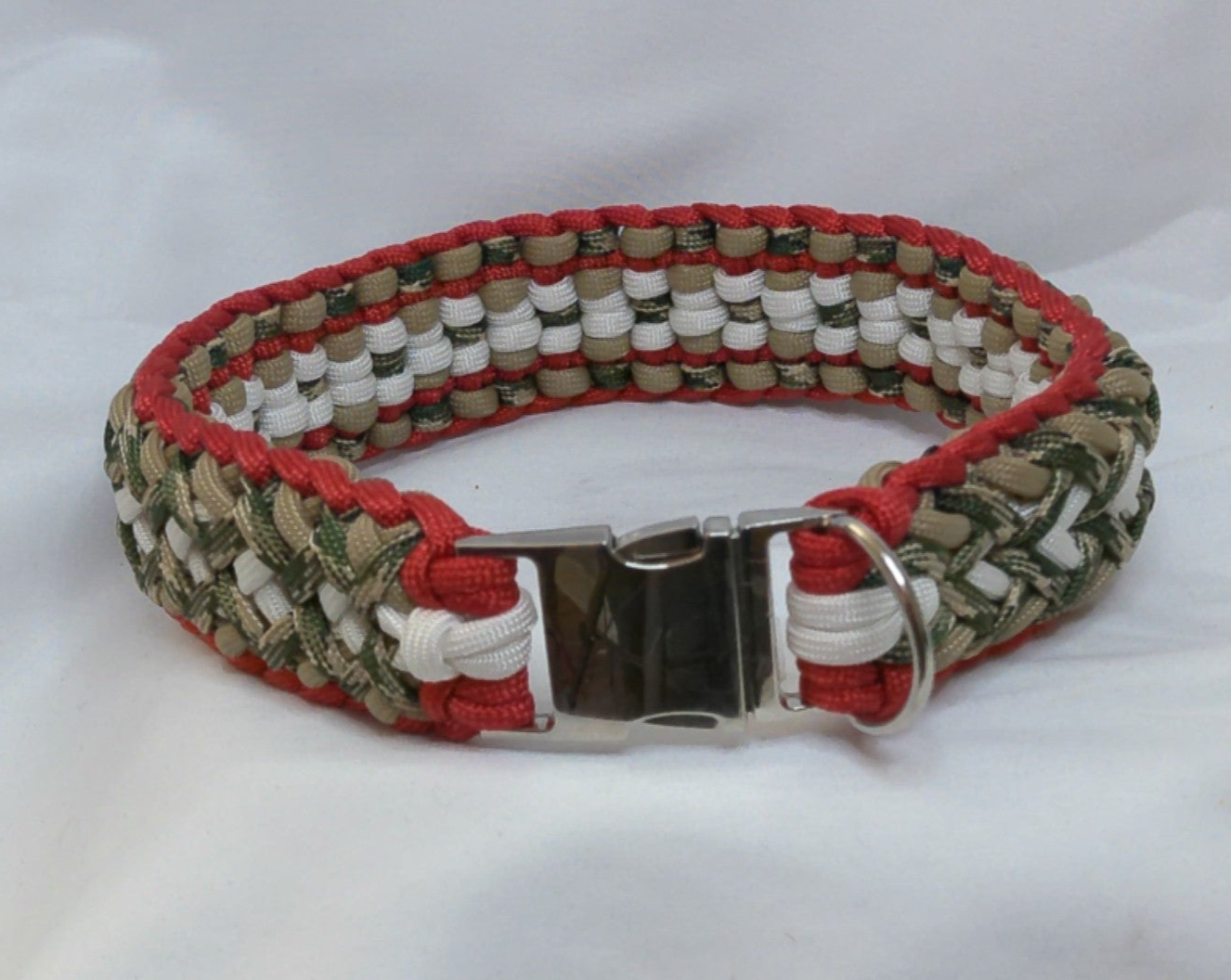 16 1/2" Red Tan White and Camo Dog Collar