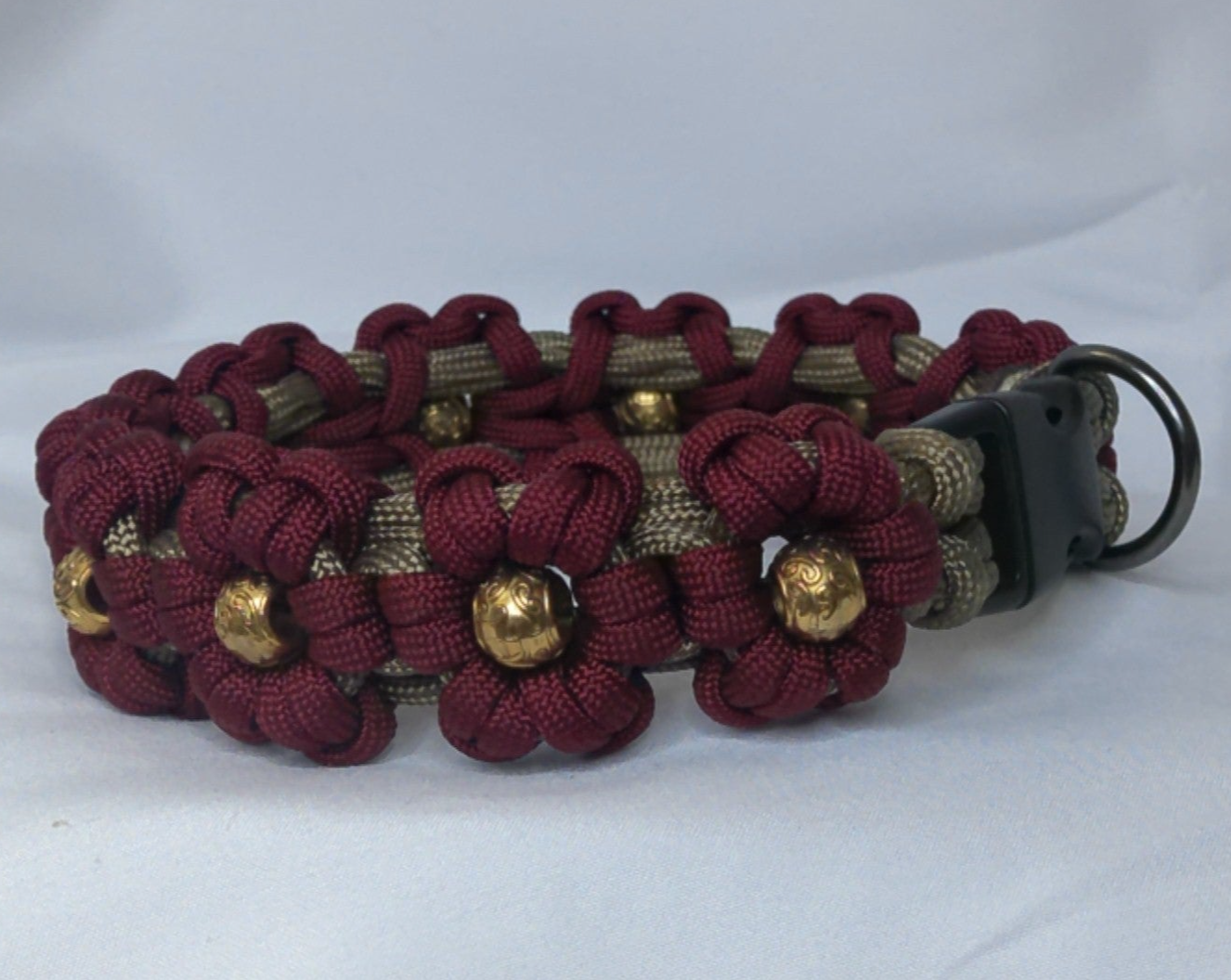 11" Maroon Flower Dog Collar