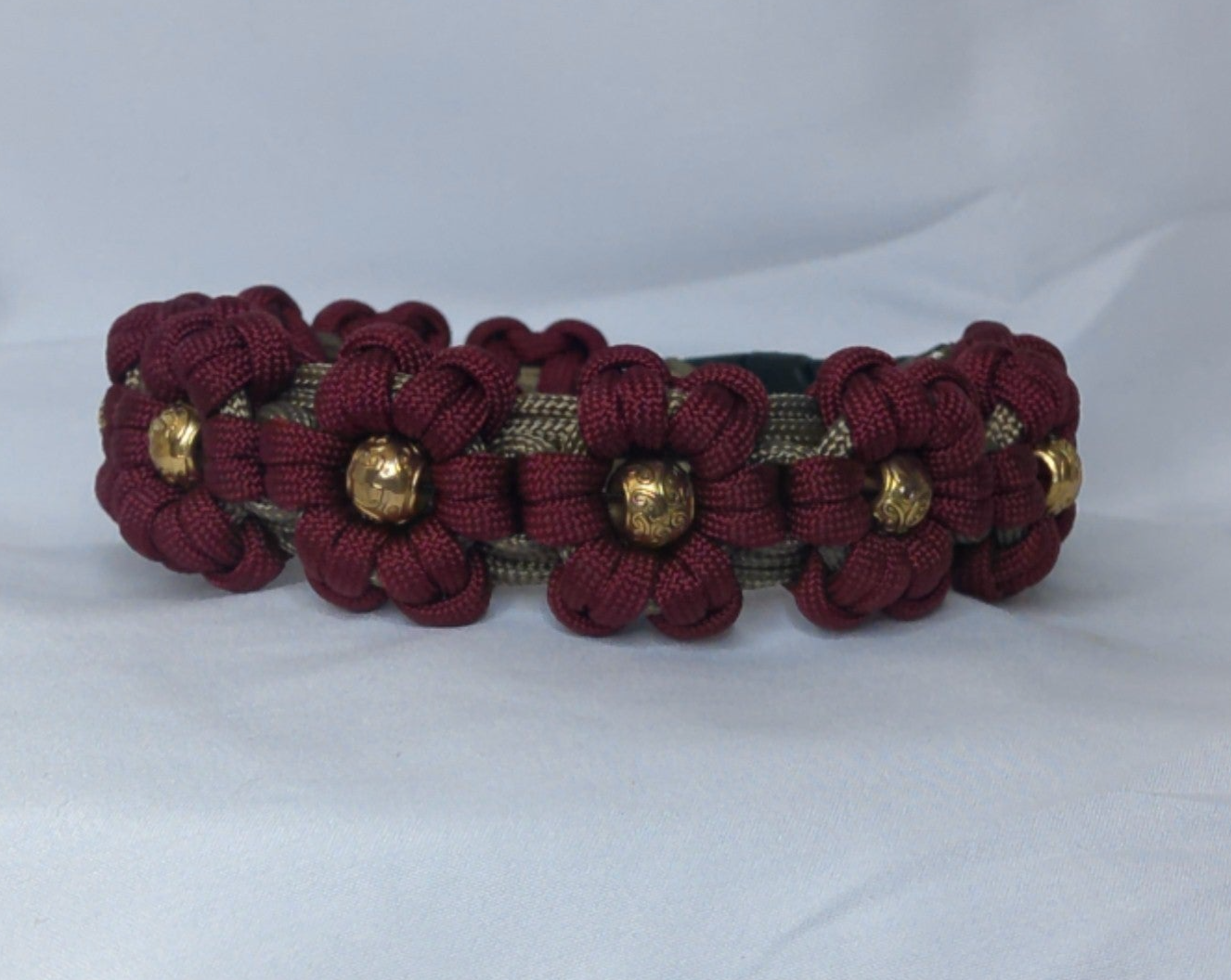 11" Maroon Flower Dog Collar