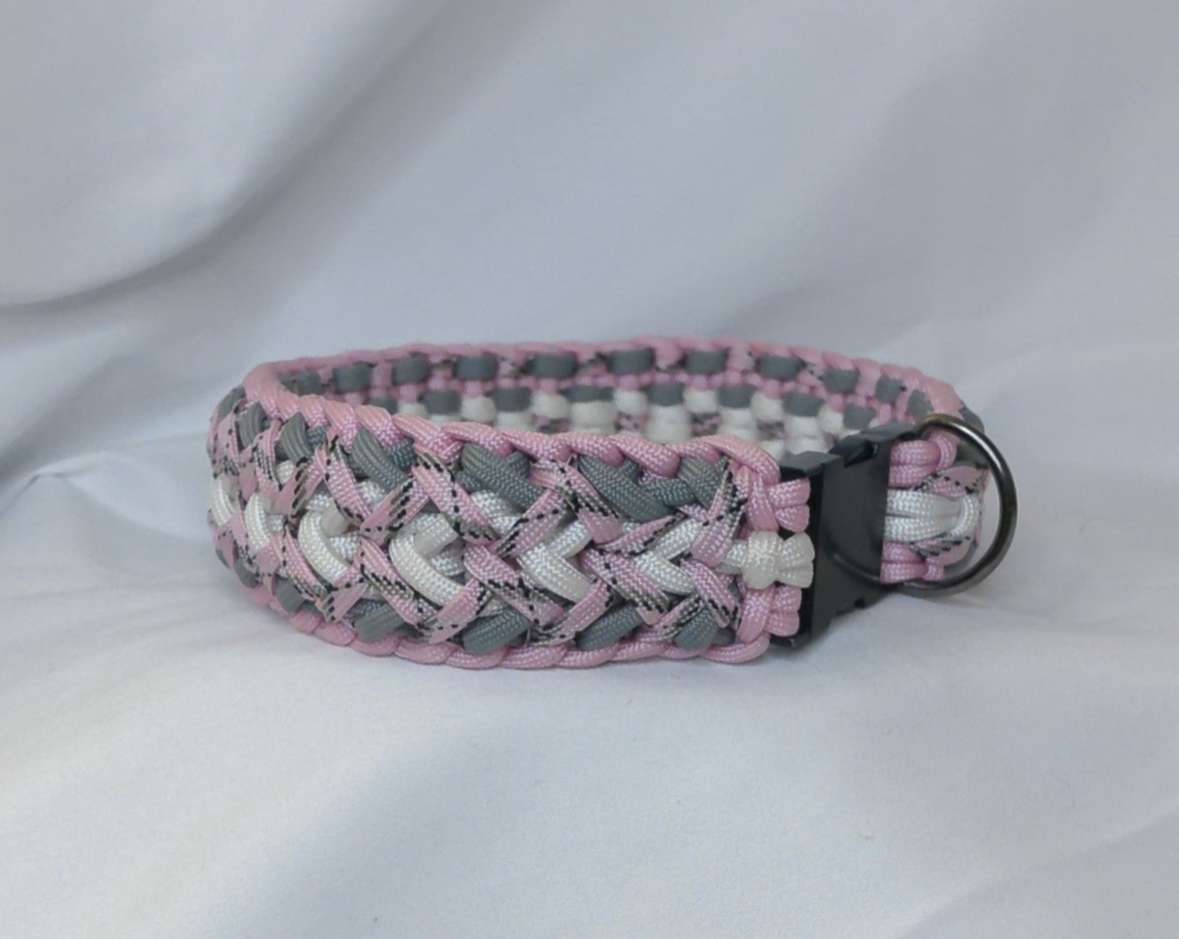 15" Pink and Grey Dog Collar