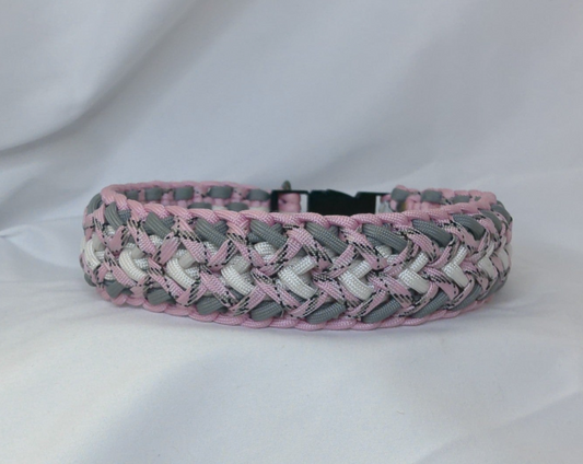 15" Pink and Grey Dog Collar