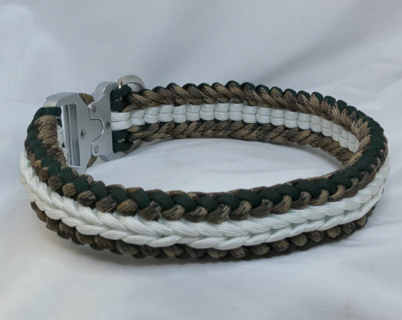 16.5" White Camo Dark Green Dog Collar