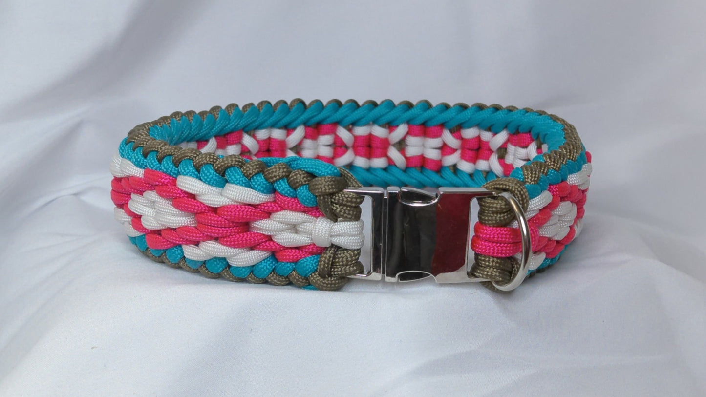 17 1/2" Pink and White Dog Collar