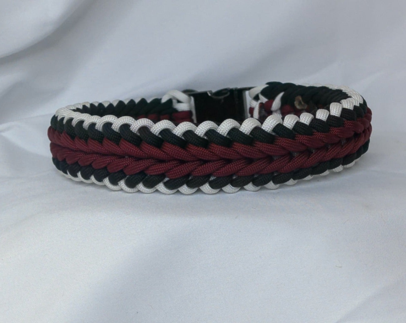 14" Maroon, Black And White Dog Collar