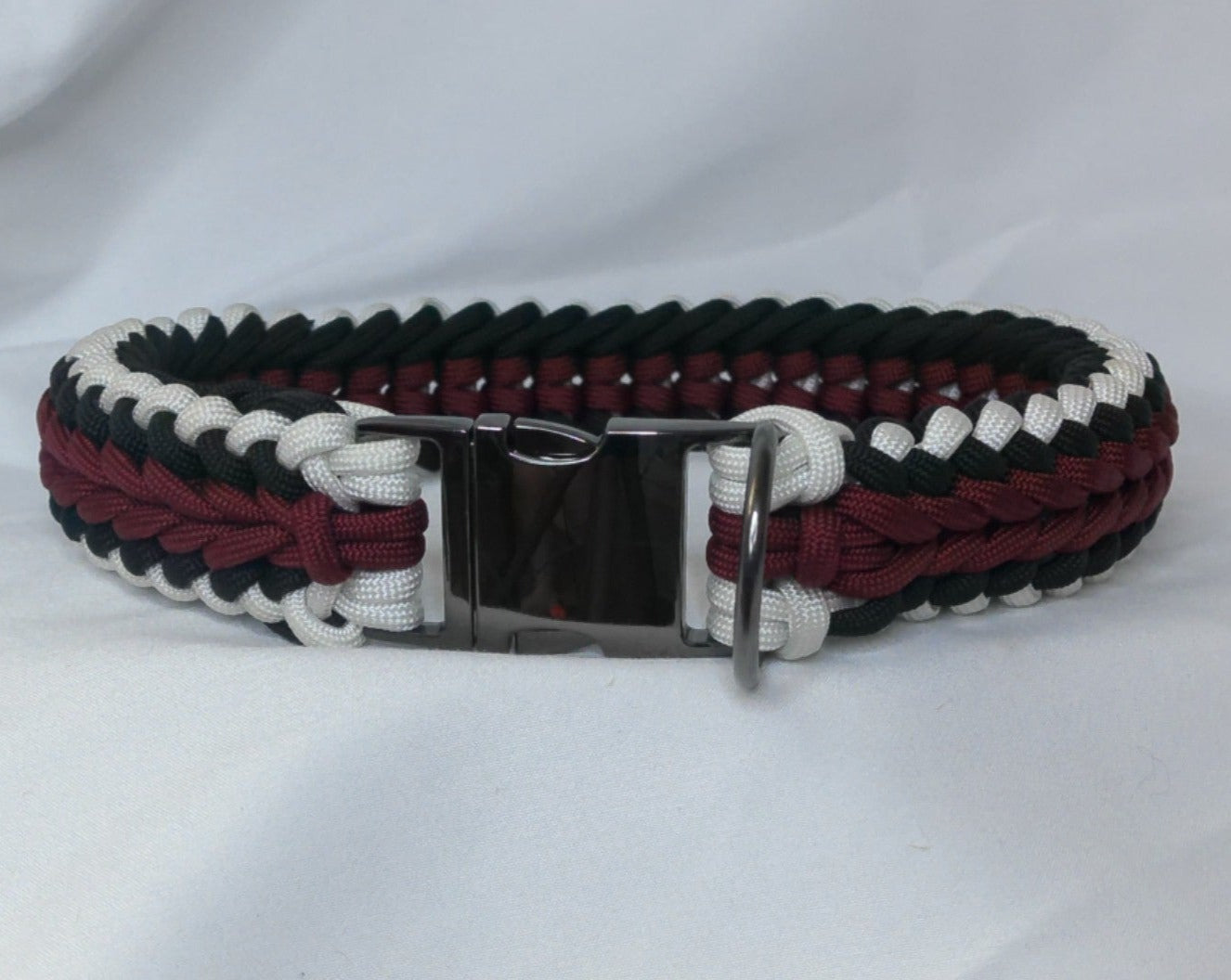 14" Maroon, Black And White Dog Collar