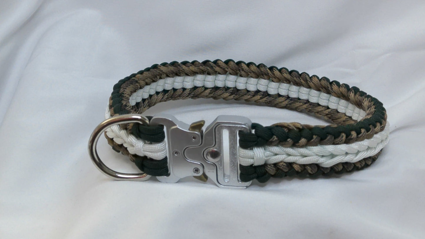 16.5" White Camo Dark Green Dog Collar