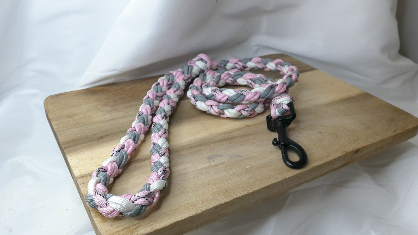 38" Pink, White, Grey, and Pink Camo Paracord dog Leash