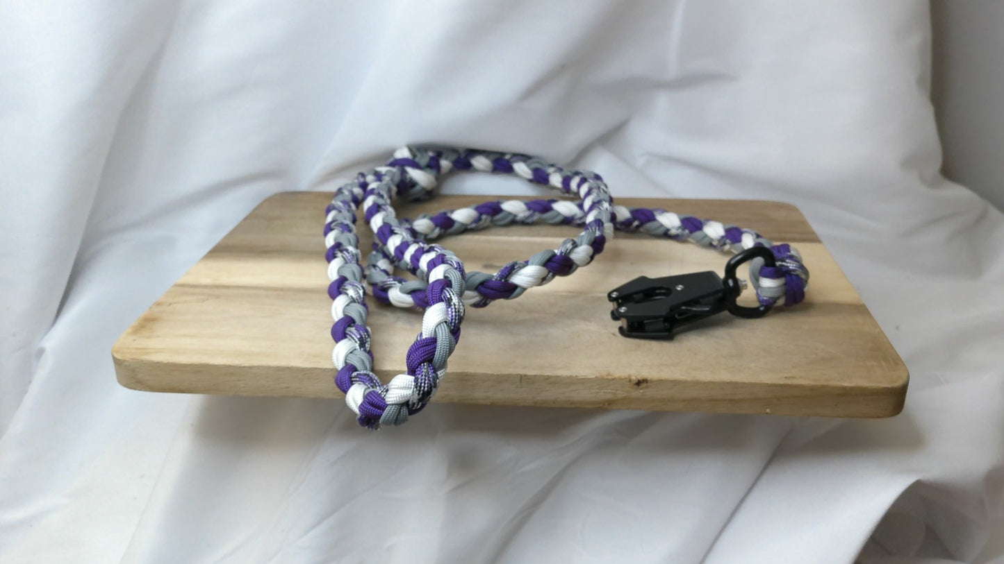 40" Purple Grey White and Purple Camo Paracord Dog Leash