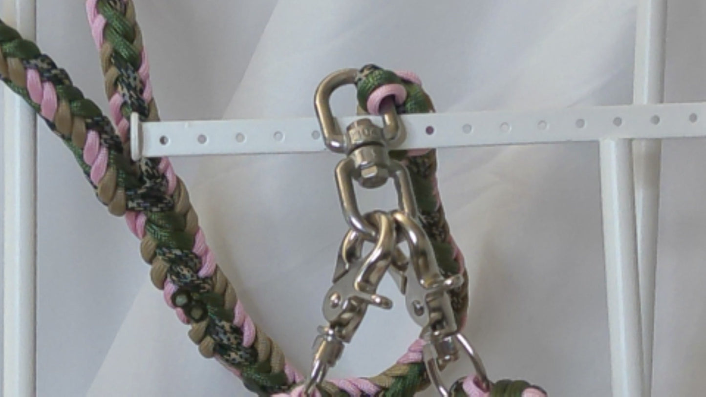 45" Double Dog Leash ( Green,Pink,Tan,Camo) Paracord Dog Leash