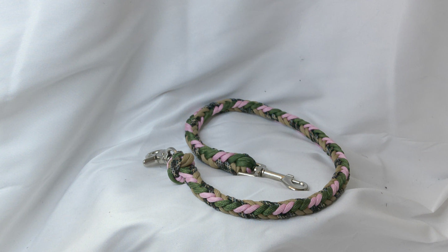 45" Double Dog Leash ( Green,Pink,Tan,Camo) Paracord Dog Leash