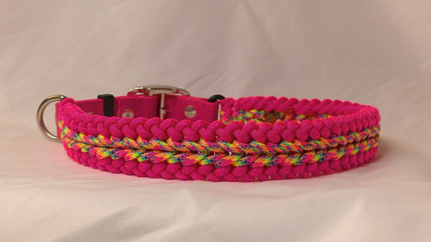 22" Neon Pink and Pink Camo Paracord Dog Collar