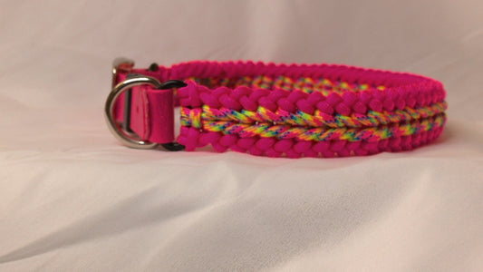 22" Neon Pink and Pink Camo Paracord Dog Collar